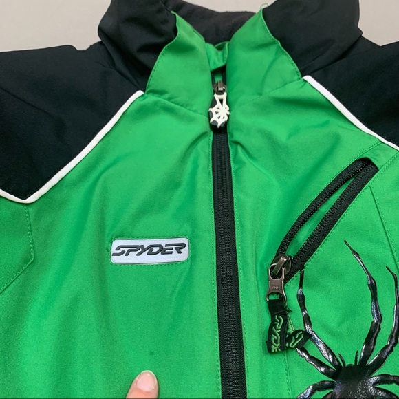 SPYDER green black winter snow ski jacket, boys 16 - Picture 3 of 7